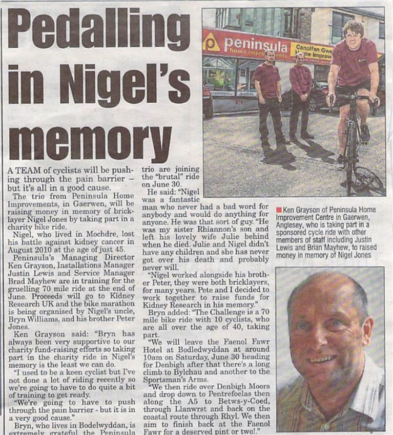 Pedalling in Nigel's memory