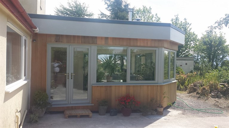 Hardwood orangery with glazed lantern