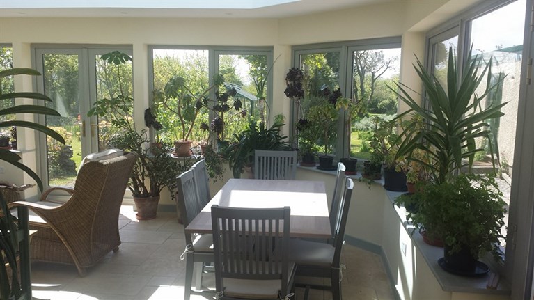 Hardwood orangery with glazed lantern